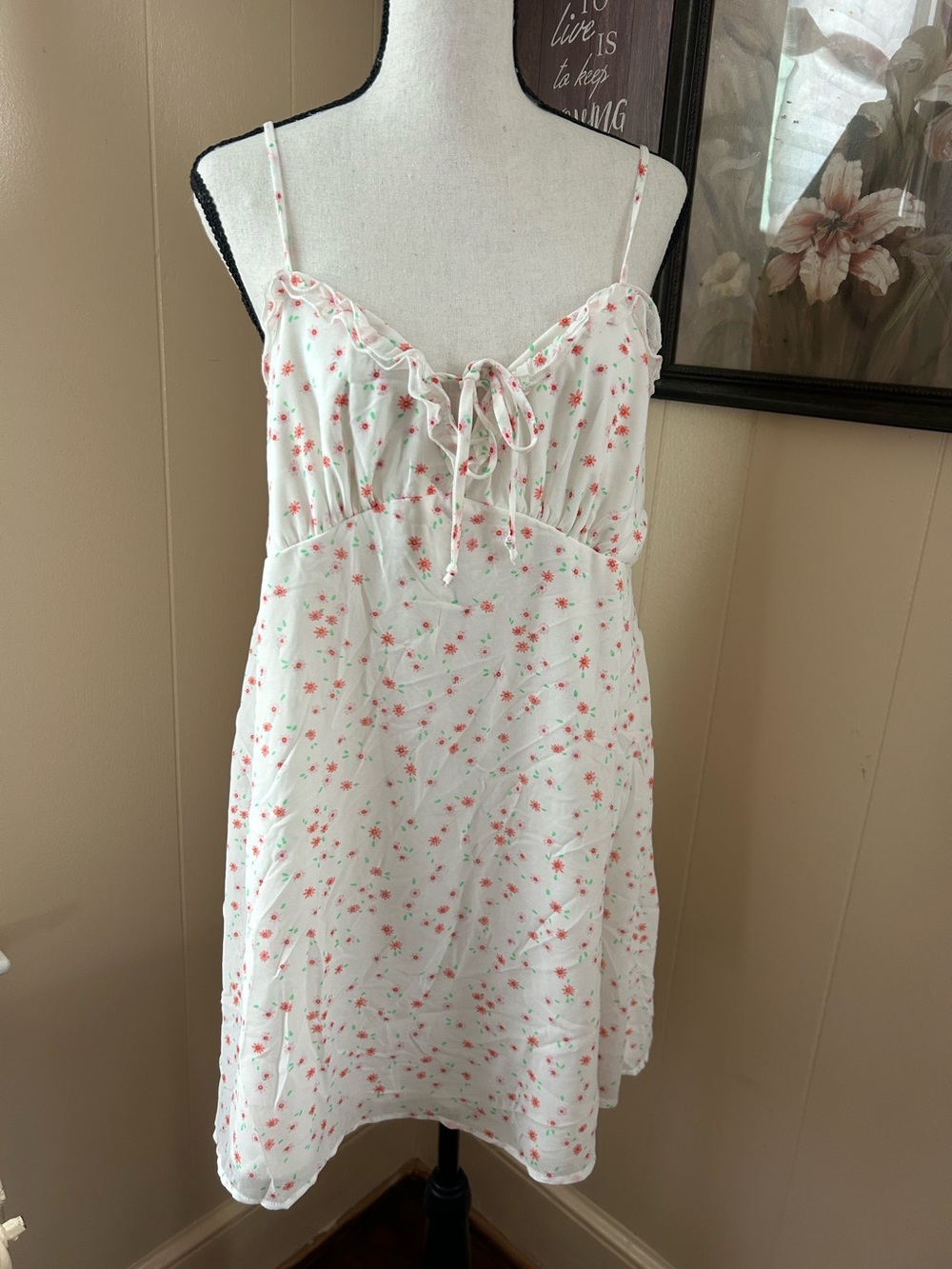 wild fable White Slip Dress with Pink Floral Print